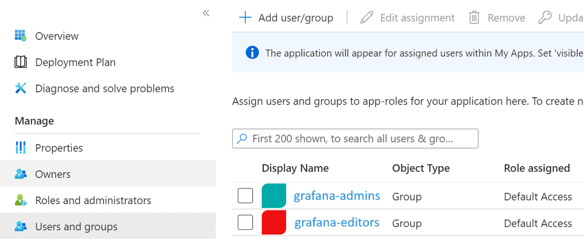Assign groups to Enterprise Application