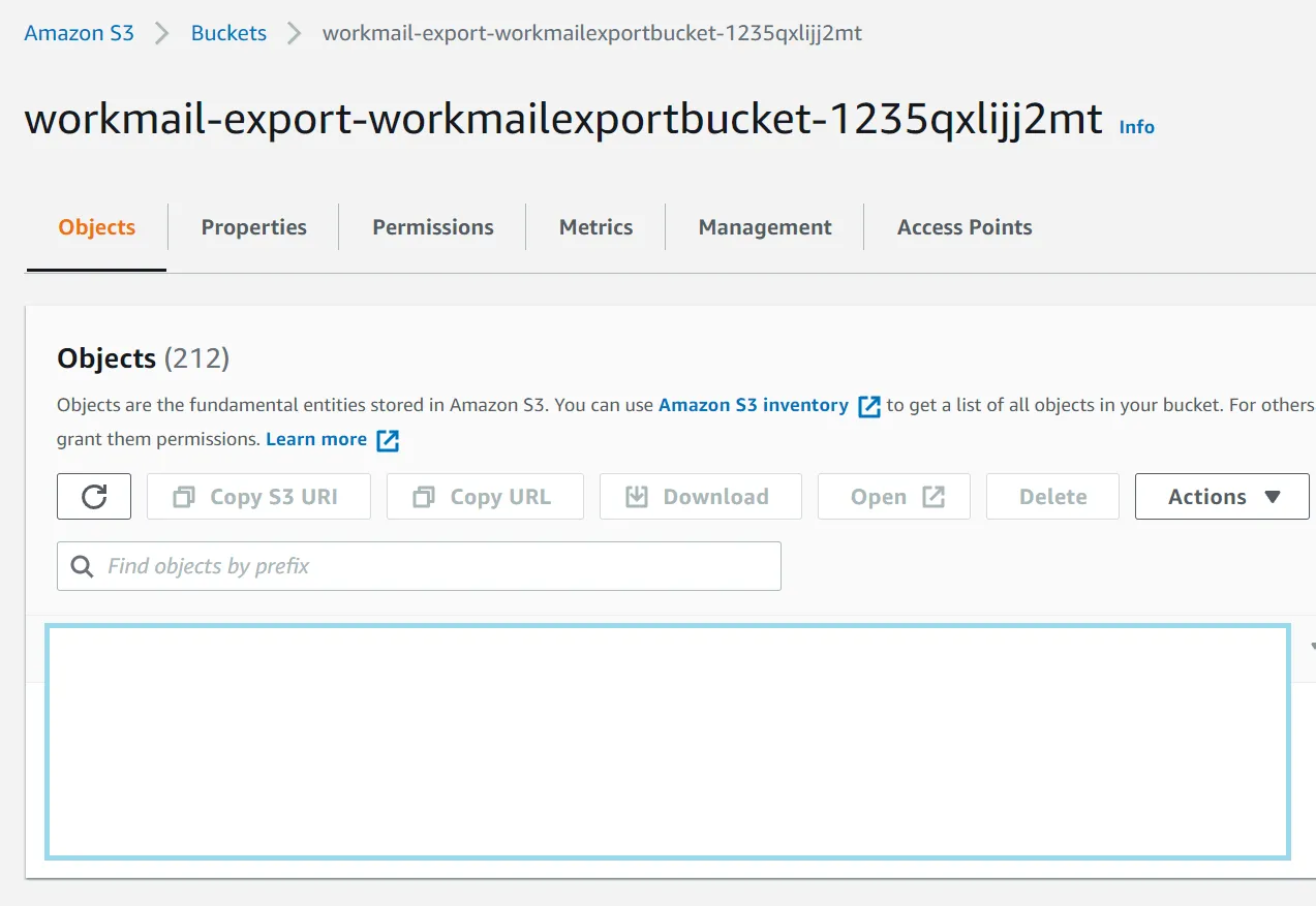 S3 WorkMail exported file