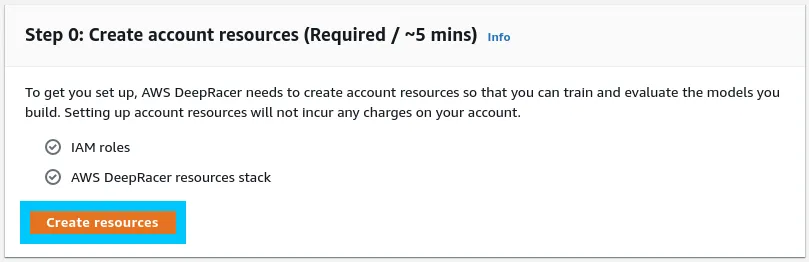 AWS DeepRacer Create resources