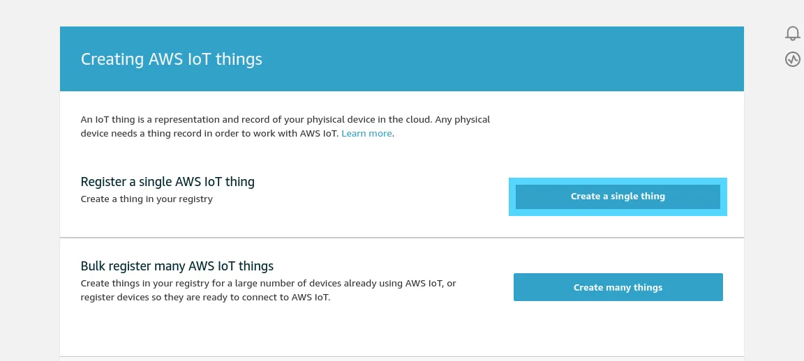 AWS IoT Create a single thing