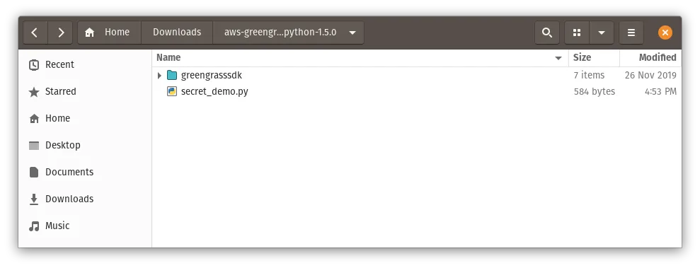 Greengrass SDK folder with python file