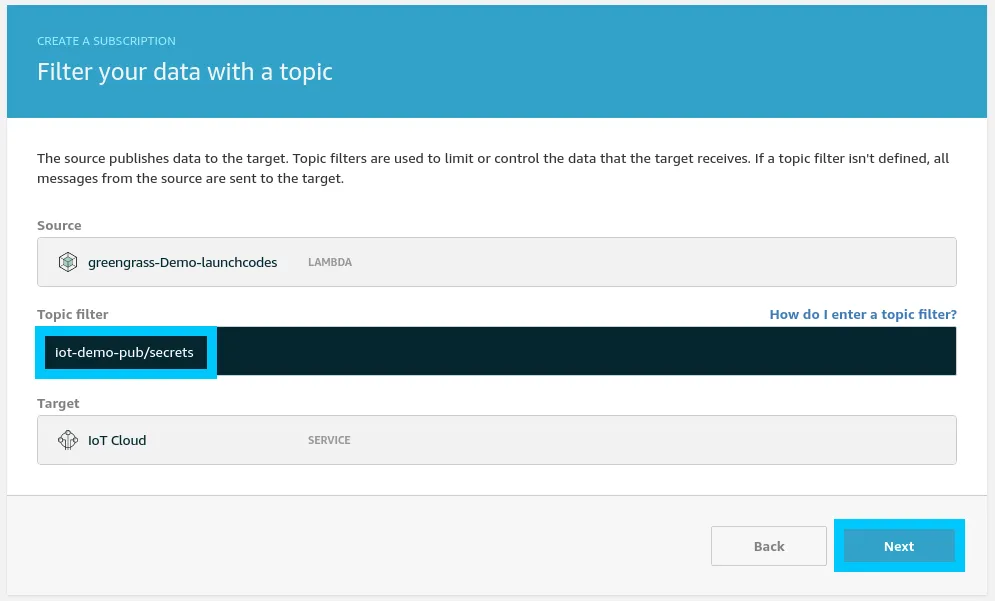 Greengrass subscription source filter