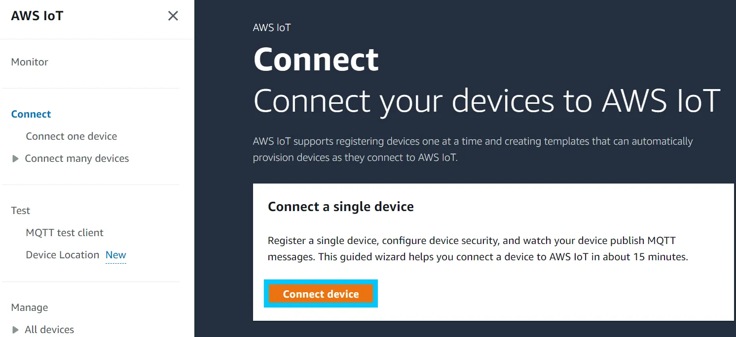 Run through the Connect one device provisioning steps