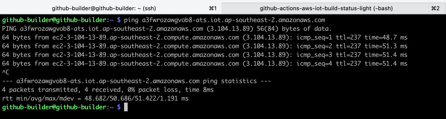 Ping command output