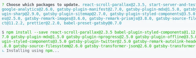 npm-check Running updates