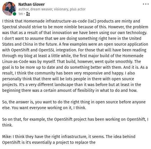 Another example of a public post using generated tech jargon