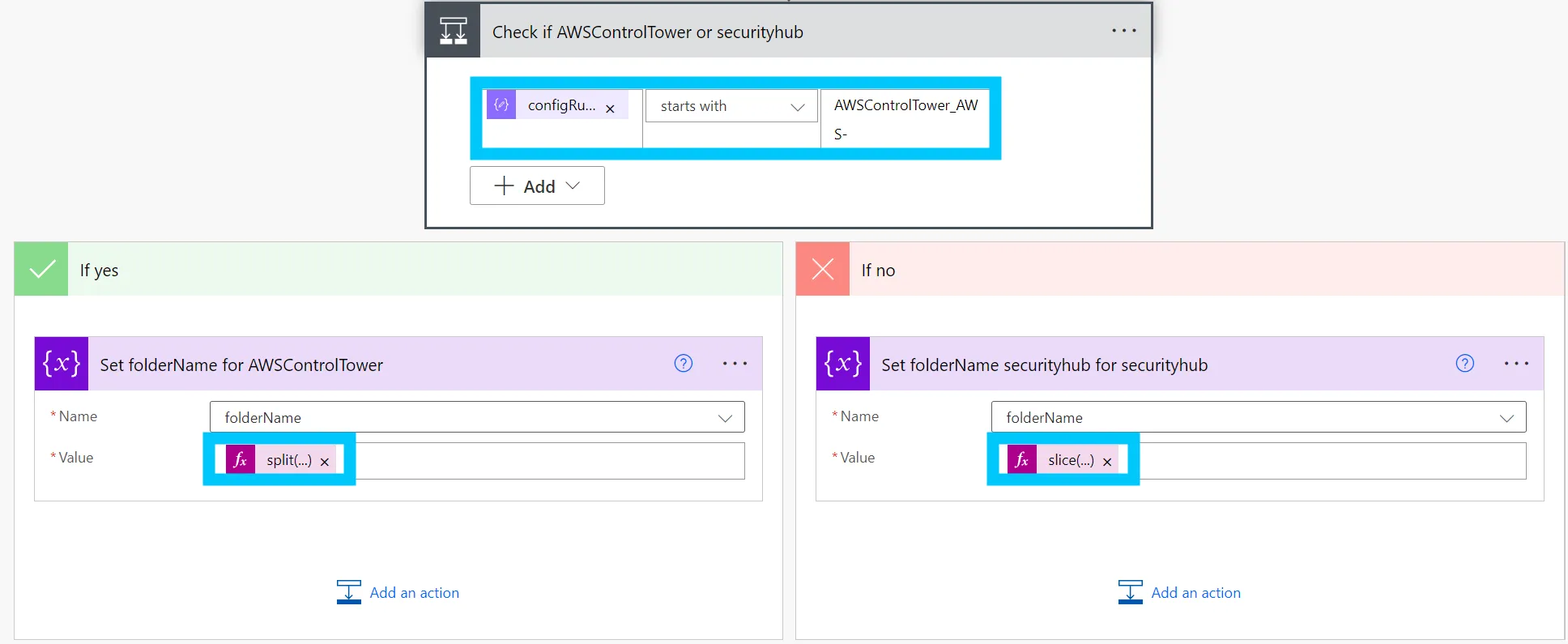 Set folderName variable based on configRuleName