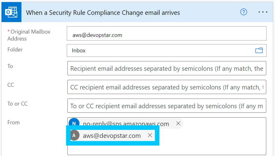 Change the trigger to your own email address