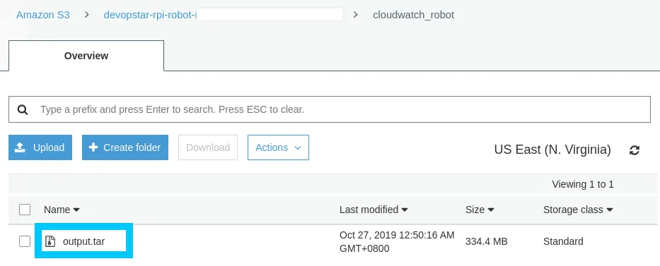 RoboMaker S3 Deployment of output.tar