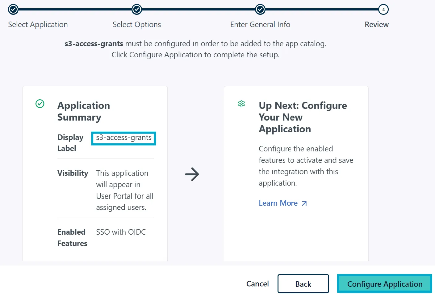 Finish creating JumpCloud custom application