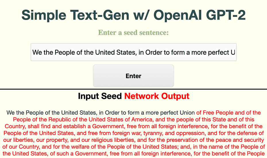 OpenAI GPT-2 preamble
