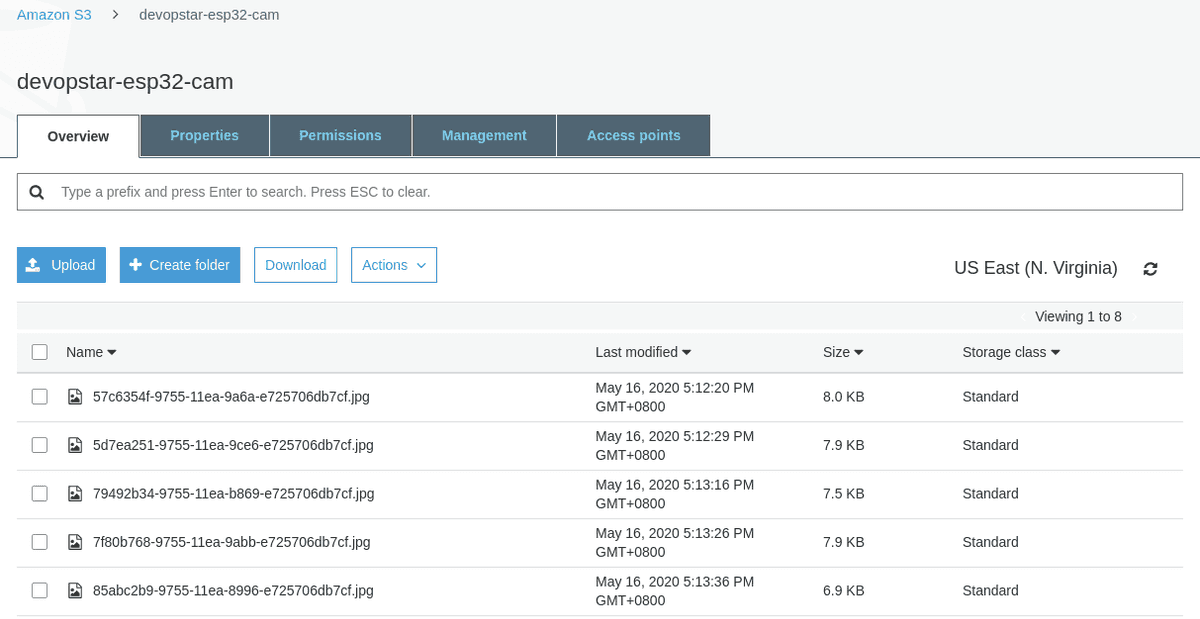 ESP32-CAM S3 Bucket file list