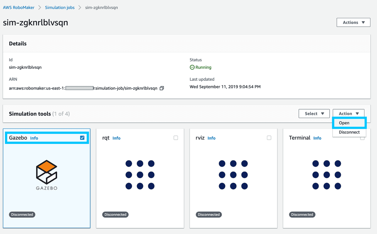 AWS RoboMaker opening Gazebo in Simulation