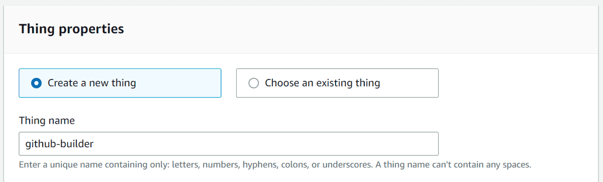 AWS IoT thing name and configuration