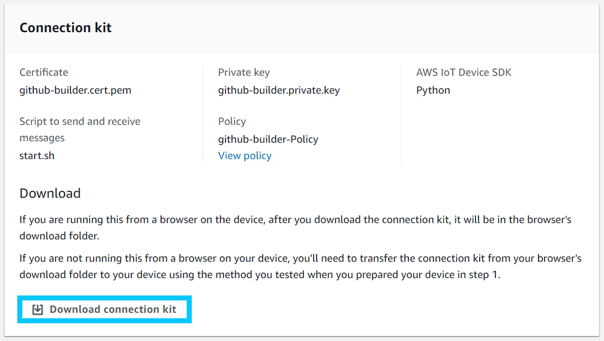 Download connection kit by clicking the button