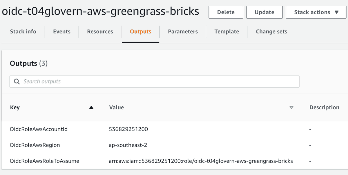 Cloudformation OIDC Outputs