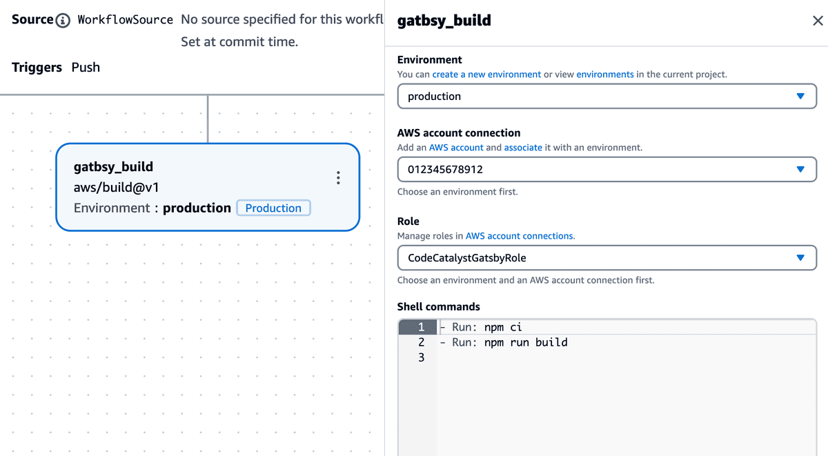 Build action configuration example