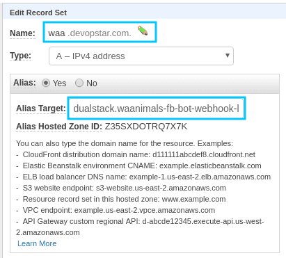Route53 alias target
