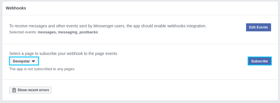 Facebook Webhook subscription