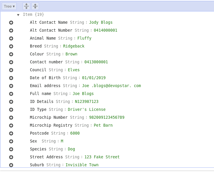 DynamoDB table with parsed form information