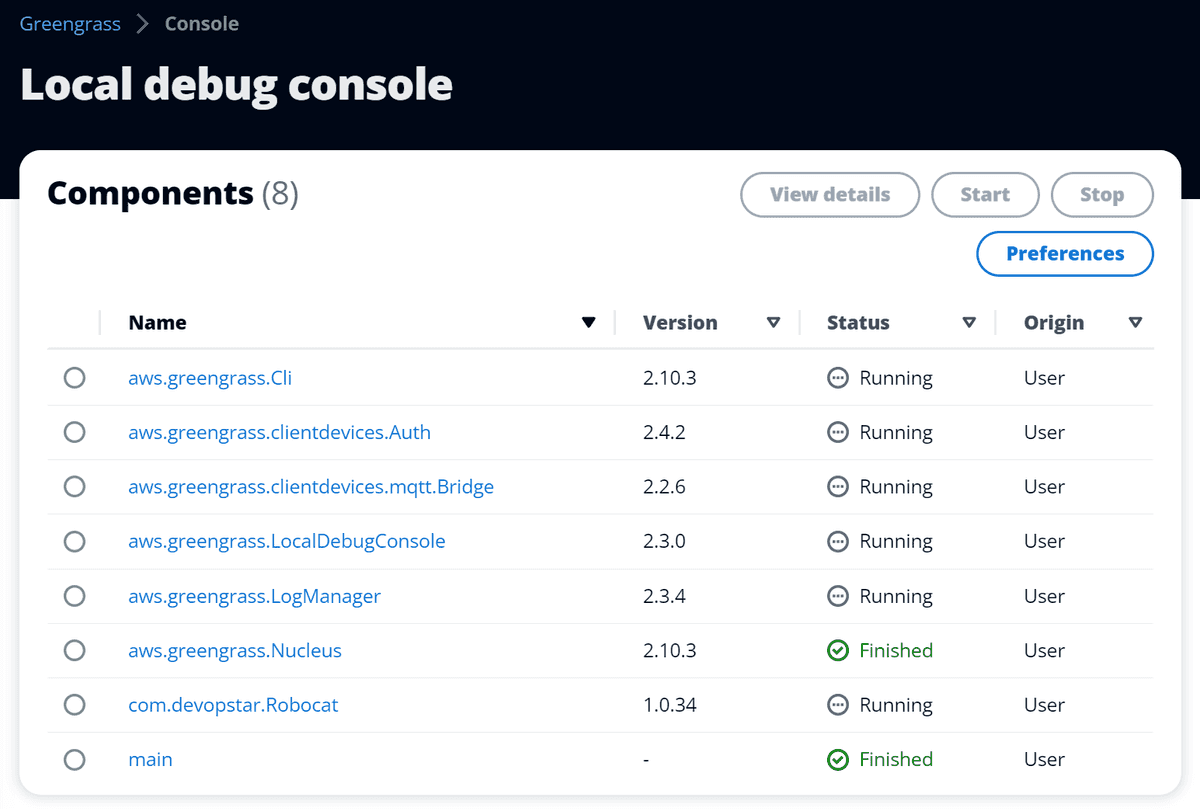 Local debug console