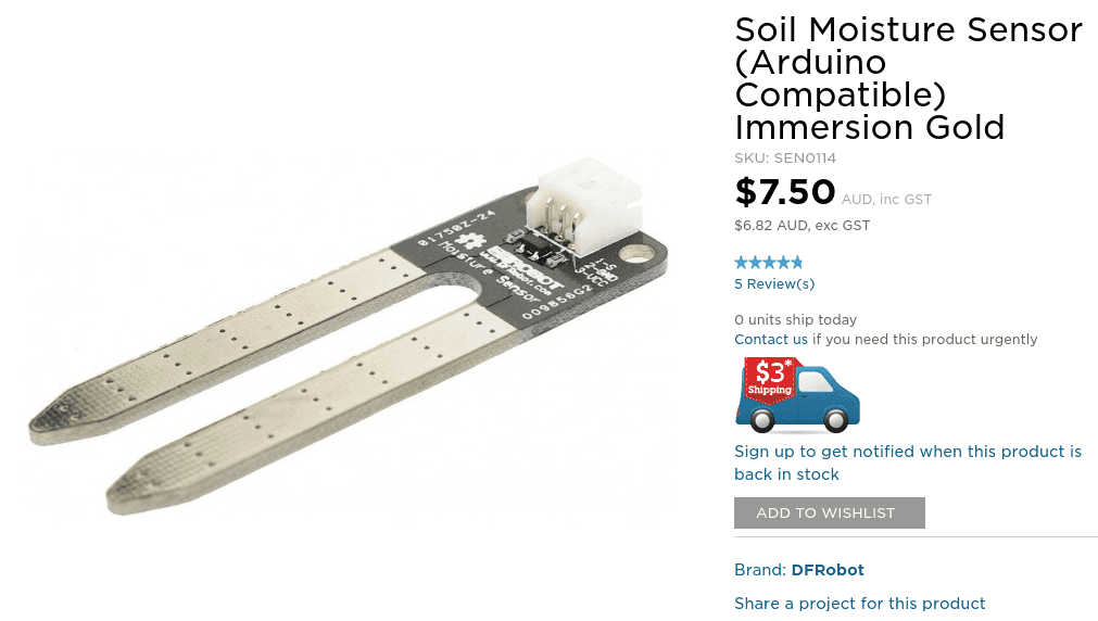 Moisture sensor from Core Electronics