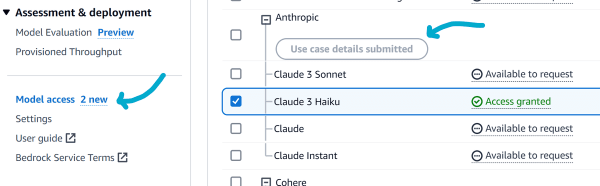 Enable Claude 3 Haiku model