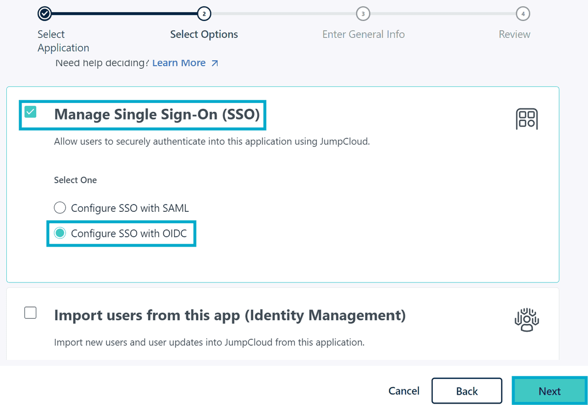 Create JumpCloud custom application as OIDC