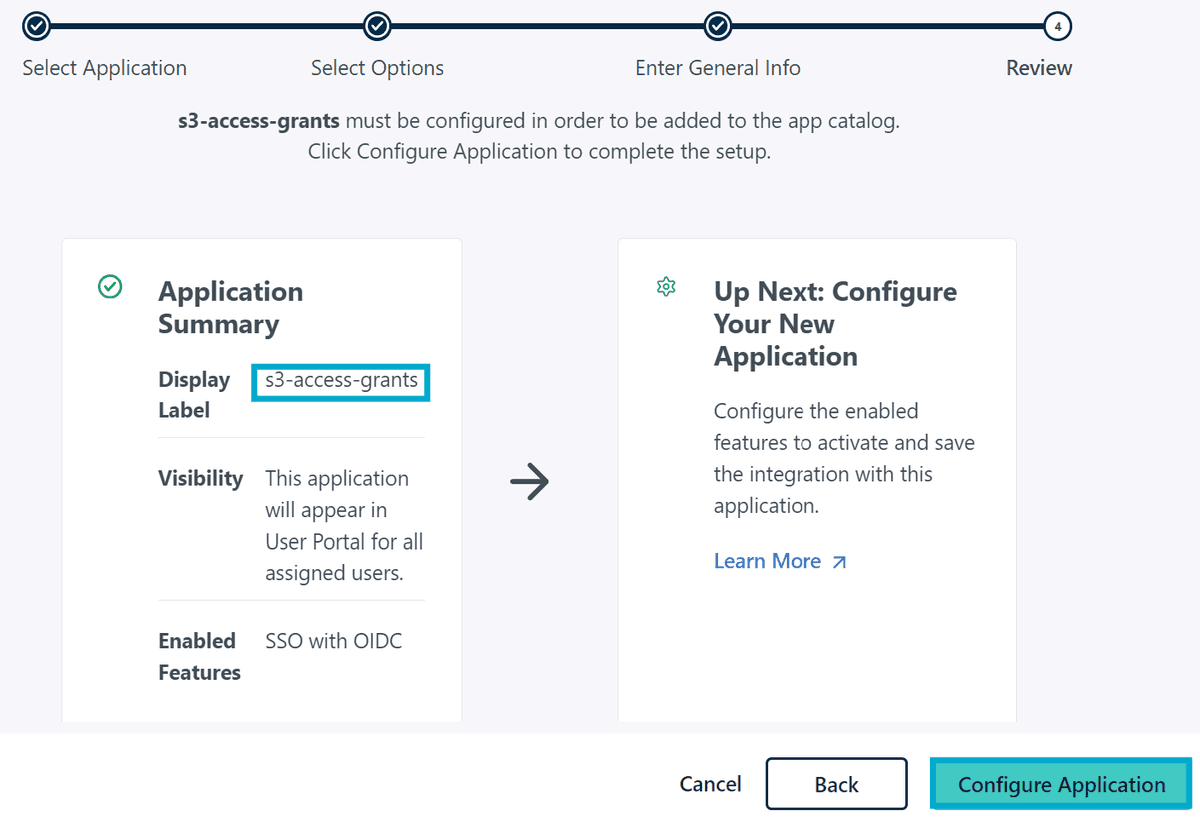 Finish creating JumpCloud custom application