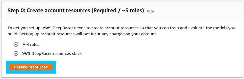 AWS DeepRacer Create resources