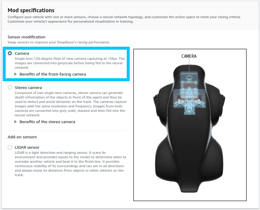 AWS DeepRacer mod specifications