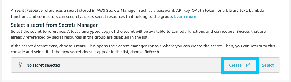 AWS Secrets Manager create secret portal