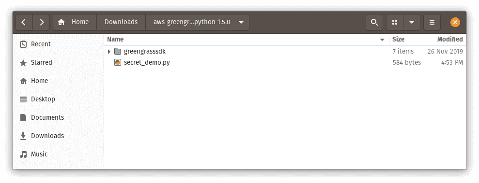 Greengrass SDK folder with python file