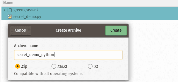 Zip SDK and secret demo python files