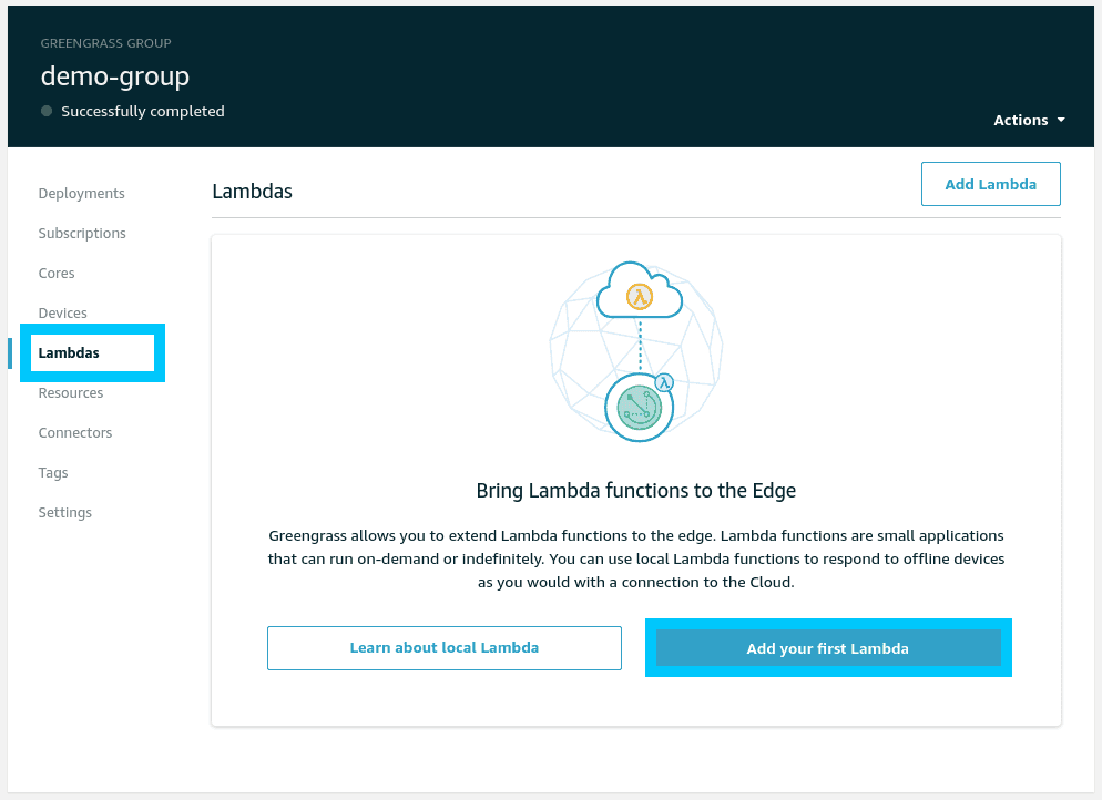 AWS IoT Greengrass create your first lambda