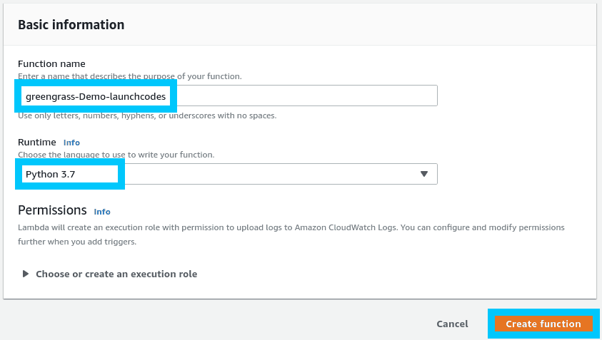 Lambda create new with python runtime