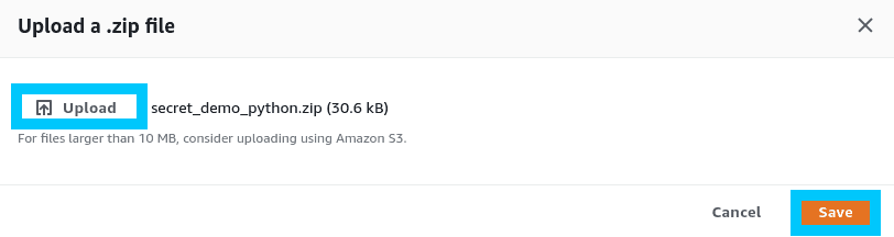 Lambda upload and save demo code