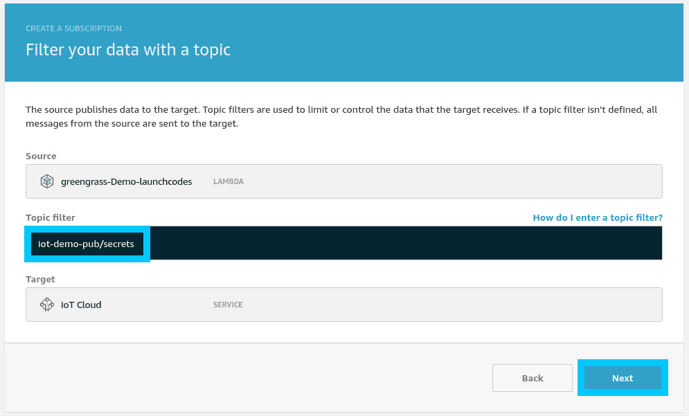 Greengrass subscription source filter