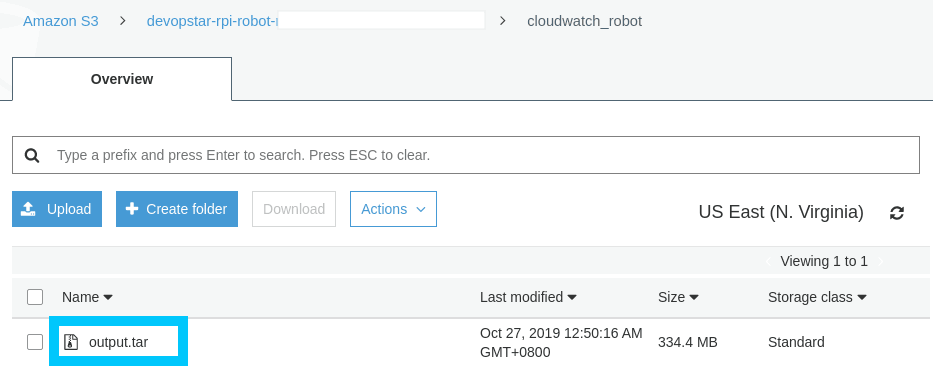 RoboMaker S3 Deployment of output.tar