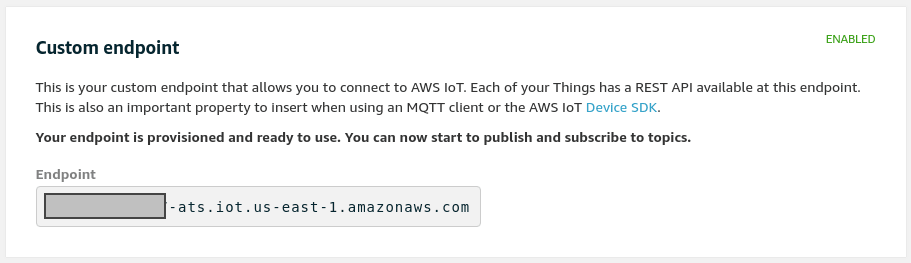 AWS IoT Custom Endpoint UI