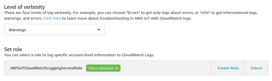 AWS IoT Setup Logging Role