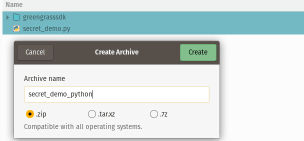 Zip SDK and secret demo python files