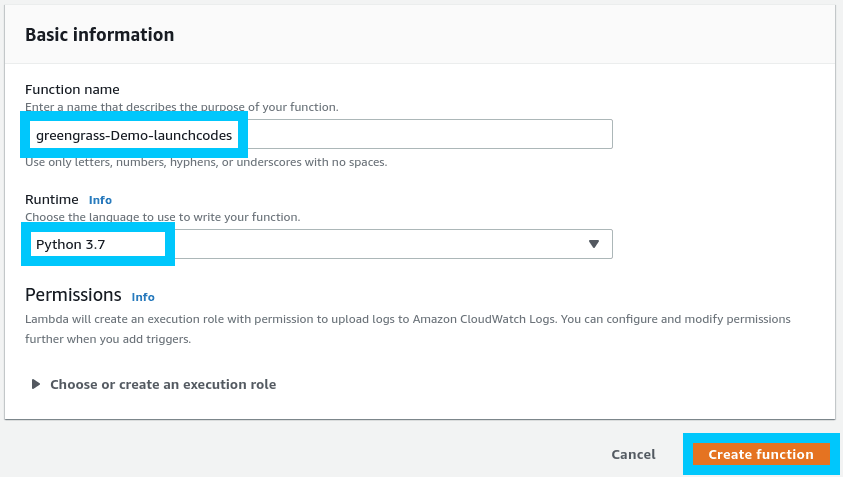 Lambda create new with python runtime