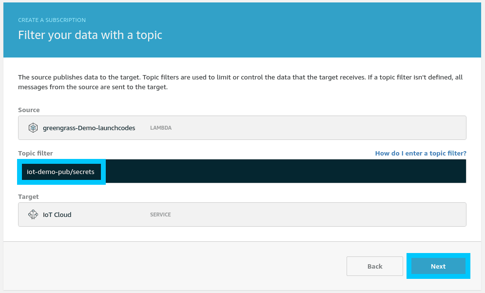 Greengrass subscription source filter