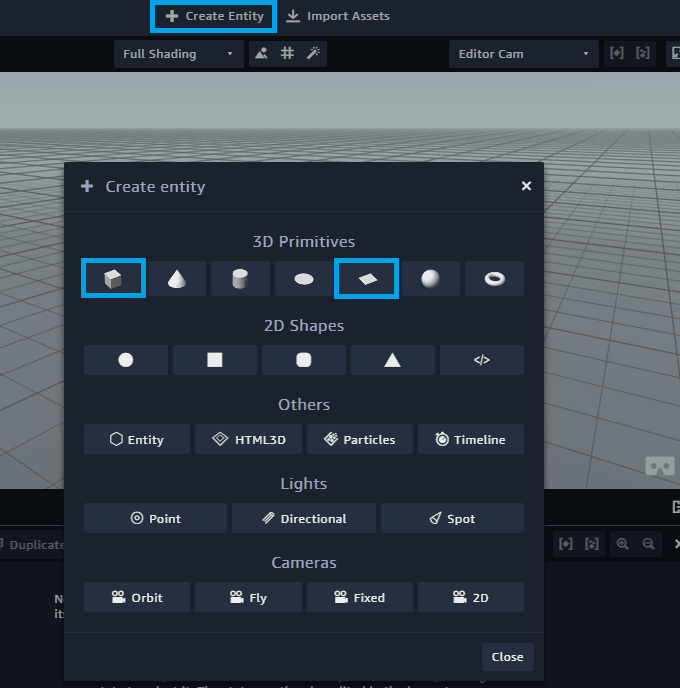 aws sumerian scene add entities