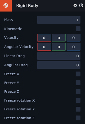 aws sumerian scene box ridgedbody settings