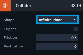 aws sumerian scene quad collider settings