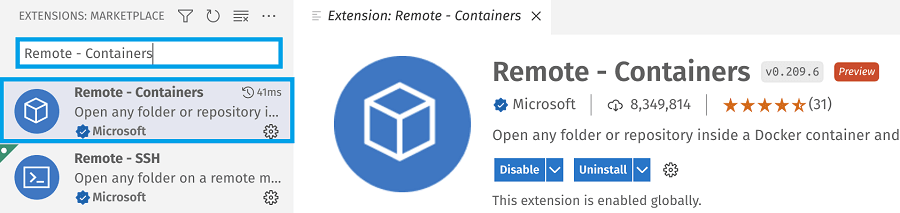 VSCode Remote Container extension