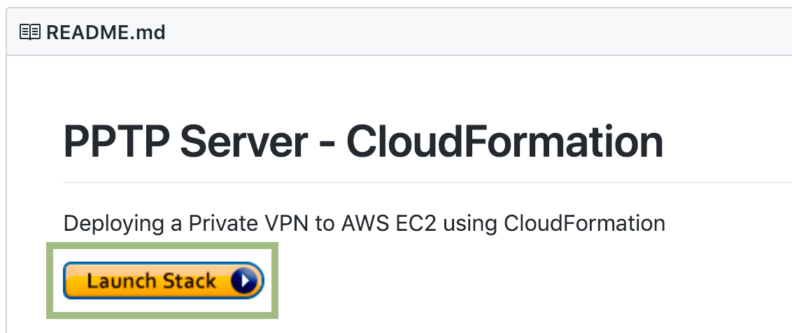 PPTP Server CloudFormation Launch Button
