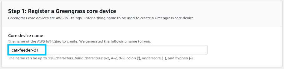AWS IoT Greengrass V2 core device name